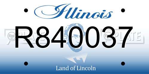 R840037 Illinois License Plate