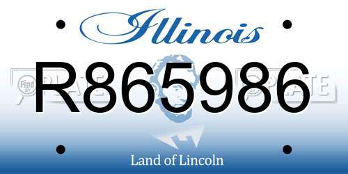 R865986 Illinois License Plate