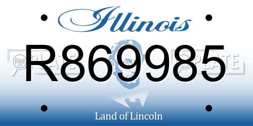 R869985 Illinois License Plate
