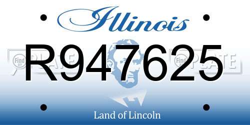 R947625 Illinois License Plate