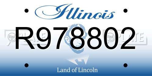 R978802 Illinois License Plate