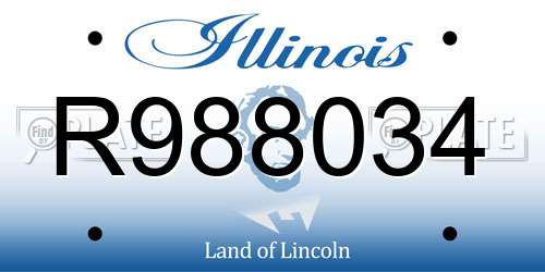 R988034 Illinois License Plate