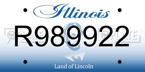 R989922 Illinois License Plate