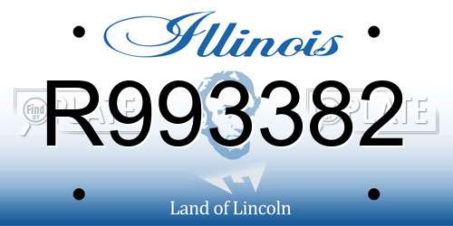 R993382 Illinois License Plate