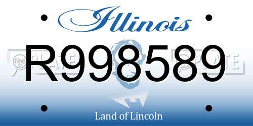 R998589 Illinois License Plate