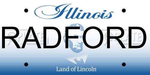 RADFORD Illinois License Plate