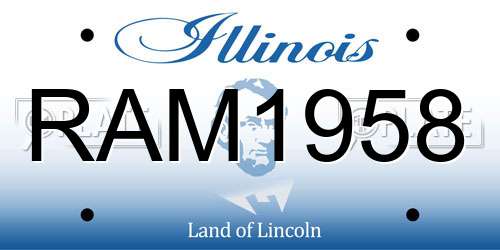RAM1958 Illinois License Plate