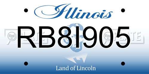 RB8I905 Illinois License Plate