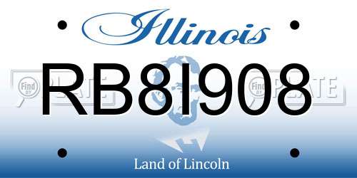 RB8I908 Illinois License Plate