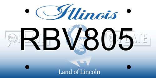 RBV805 Illinois License Plate