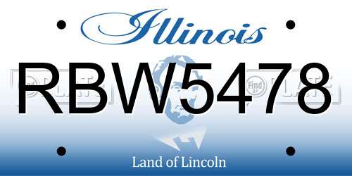 RBW5478 Illinois License Plate