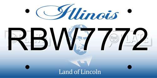 RBW7772 Illinois License Plate