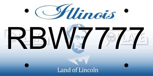 RBW7777 Illinois License Plate