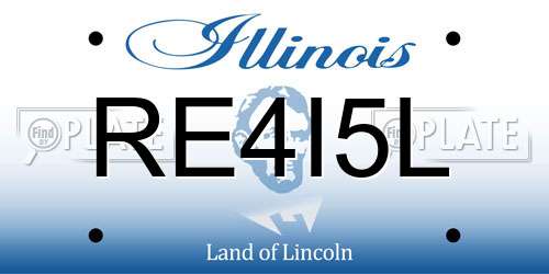 RE4I5L Illinois License Plate