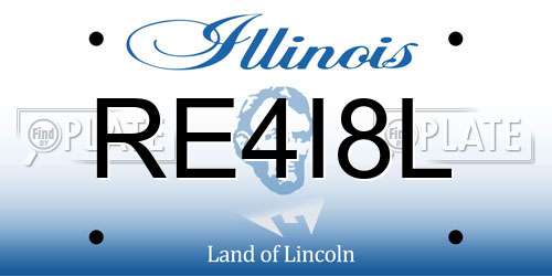 RE4I8L Illinois License Plate
