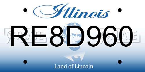 RE8D960 Illinois License Plate