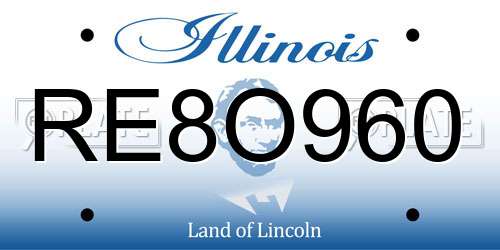 RE8O960 Illinois License Plate