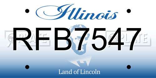 RFB7547 Illinois License Plate