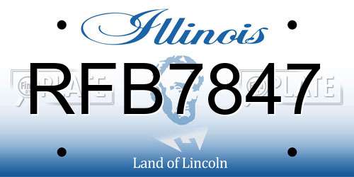RFB7847 Illinois License Plate