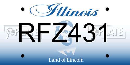 RFZ431 Illinois License Plate