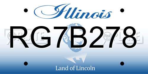 RG7B278 Illinois License Plate