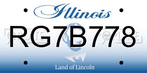 RG7B778 Illinois License Plate