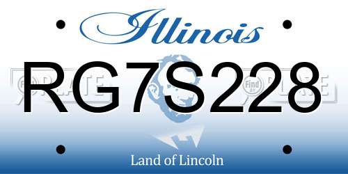 RG7S228 Illinois License Plate