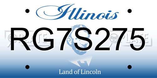 RG7S275 Illinois License Plate