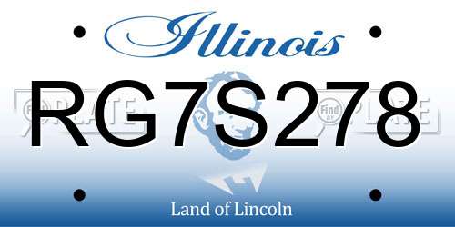RG7S278 Illinois License Plate