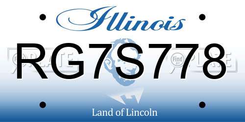 RG7S778 Illinois License Plate