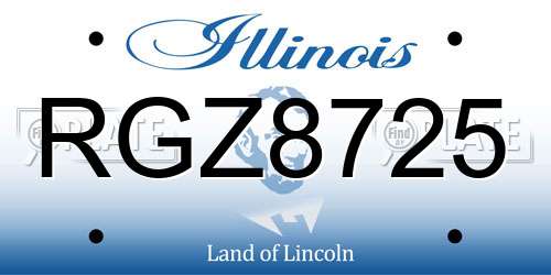 RGZ8725 Illinois License Plate