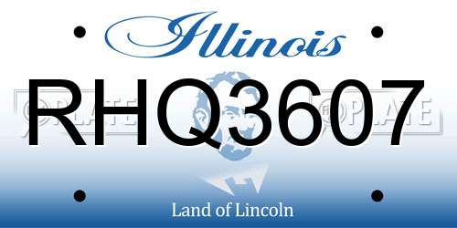 RHQ3607 Illinois License Plate