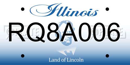 RQ8A006 Illinois License Plate