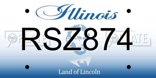RSZ874 Illinois License Plate