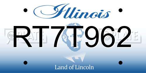 RT7T962 Illinois License Plate