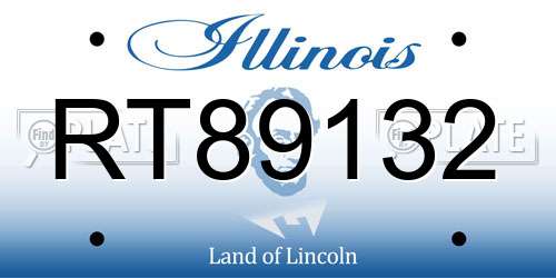 RT89132 Illinois License Plate