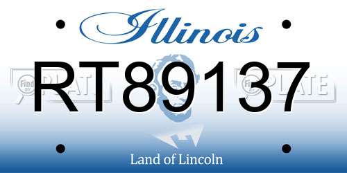 RT89137 Illinois License Plate