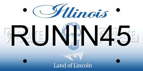 RUNIN45 Illinois License Plate