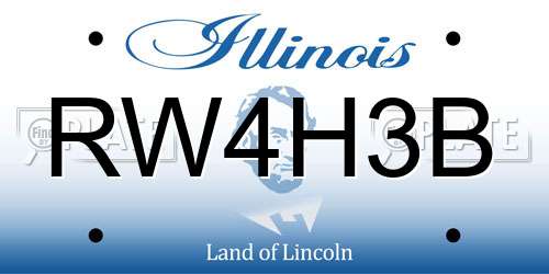 RW4H3B Illinois License Plate