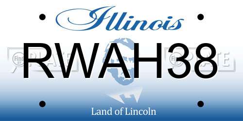 RWAH38 Illinois License Plate