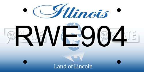 RWE904 Illinois License Plate