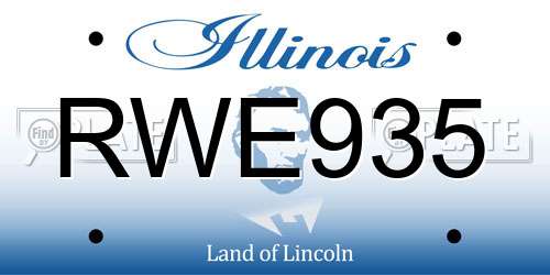 RWE935 Illinois License Plate
