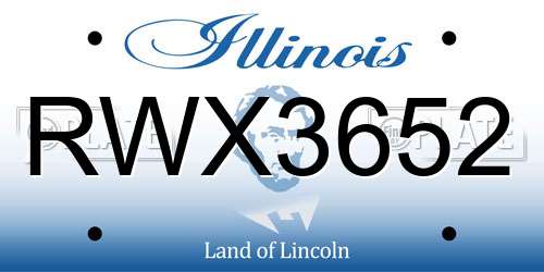 RWX3652 Illinois License Plate