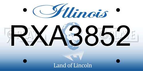 RXA3852 Illinois License Plate