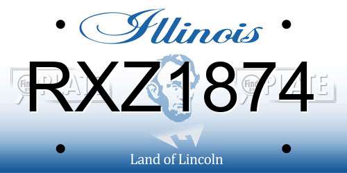 RXZ1874 Illinois License Plate