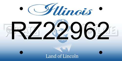 RZ22962 Illinois License Plate