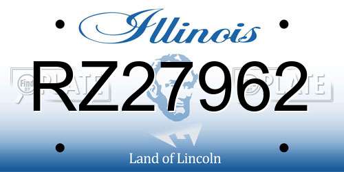 RZ27962 Illinois License Plate