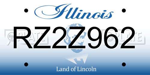 RZ2Z962 Illinois License Plate