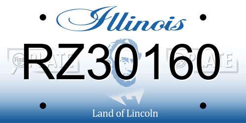 RZ30160 Illinois License Plate