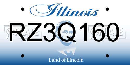 RZ3Q160 Illinois License Plate